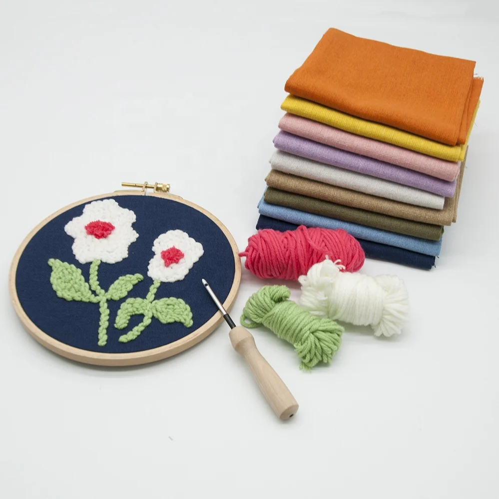 Color fabric with punch needle