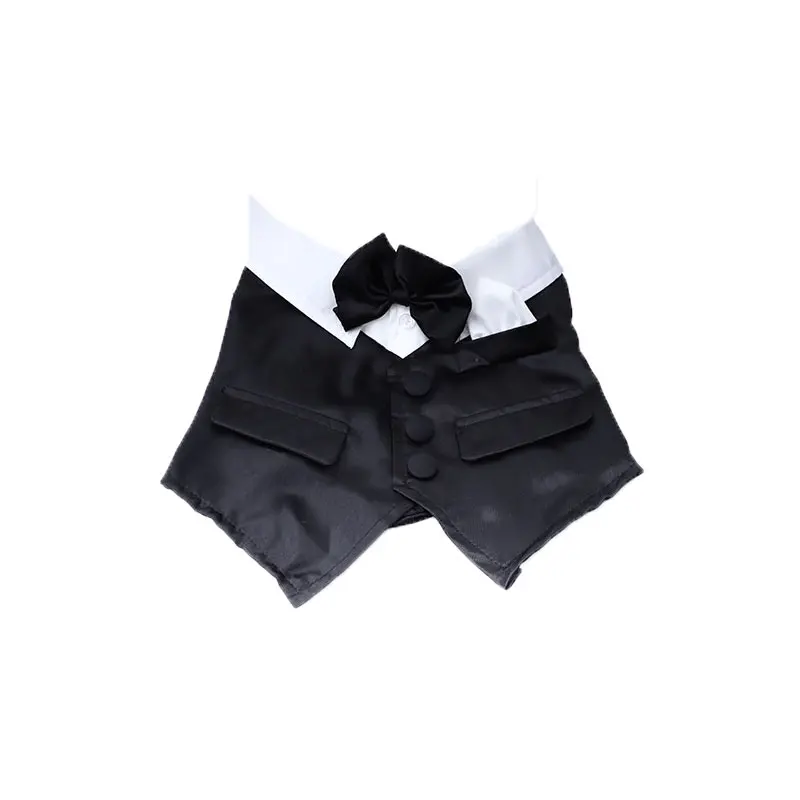 Economical Black Light Polyester Dog Clothes Pet Full Dress With Bow