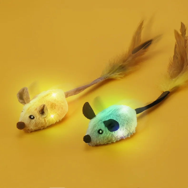 Кошачья мышь плюшевая USB игрушка Интерактивная Автоматическая движущаяся умная кошка Охота перо