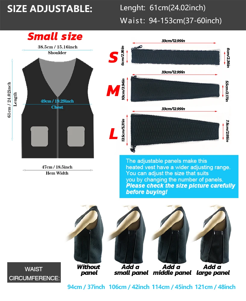 Wholesale 3 Ajustable Temperature Electric Usb Rechargeable Battery Powered Heated Winter Jacket Heated Vest  veste chauffante