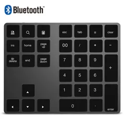 Factory Slim 34 keys BT Compatible Number Keypad With USB HUB Aluminum Wireless Numeric Keyboard