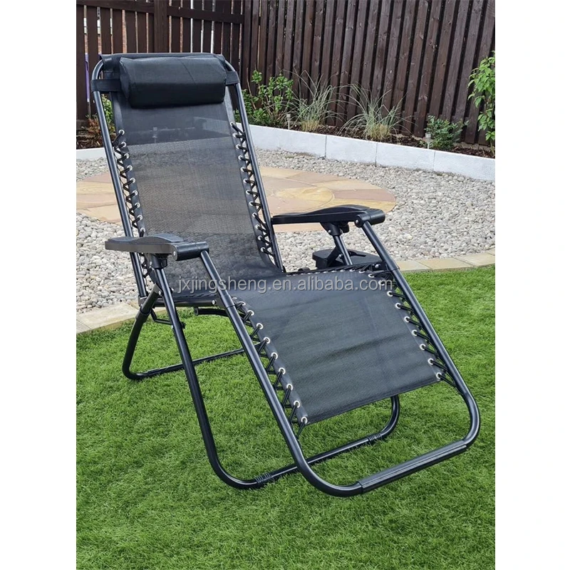 Wholesale Customized Logo Zero Gravity Reclining Chair with Cup Holder Aluminum Adjustable Beach Chair