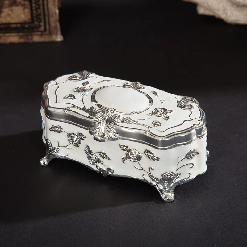 Metal Crafts Retro Princess Jewelry Box Small Jewelry Box Storage Jewelry Toothpick Box Cotton Swab
