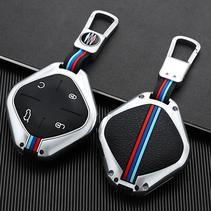 Zinc Alloy+Silicone Car Key Shell Case Cover Remote Control Smart Key Bag Covers Fit for JAC KMC Chery Jetour