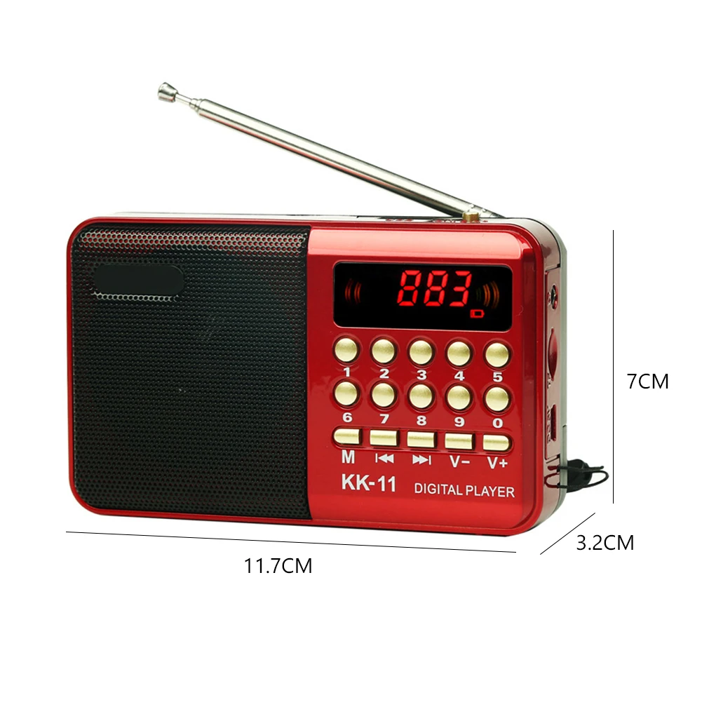 K11 Mini Radio Recorder USB Rechargeable Small Digital FM MP3 Player Speaker Supports TF Card