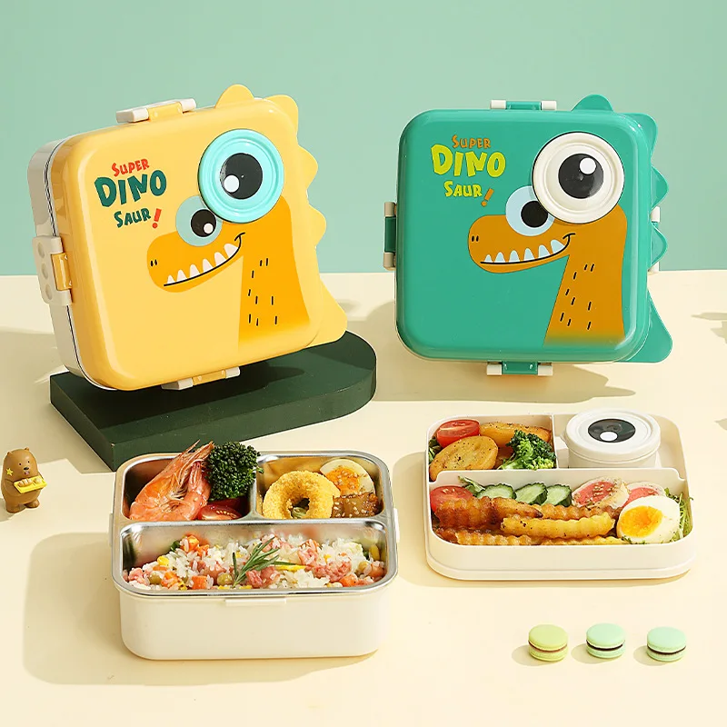 Factory Supply Cute Character Cartoon kid lunch box for storage food bento box Stainless Steel for school outdoor picnic