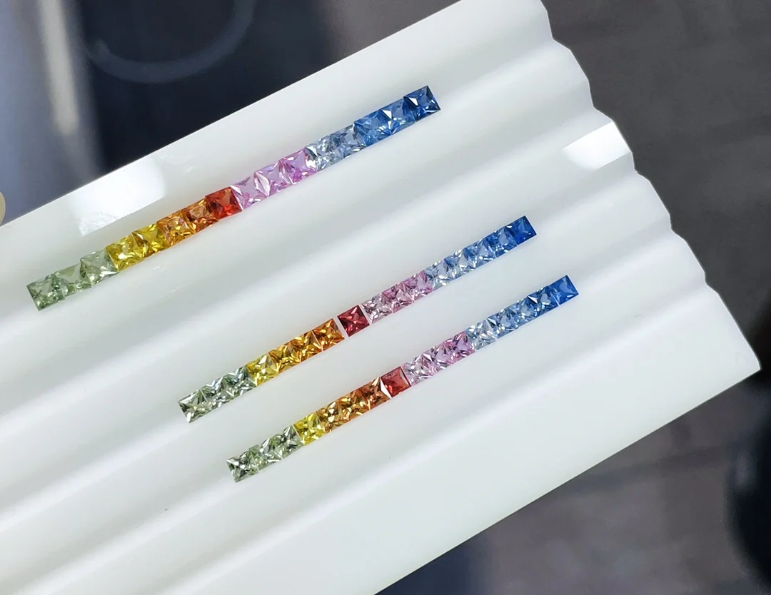 Fashion Customized DIY Jewelry Making Natural Gemstones Rainbow Colorful Sapphire For Necklace Bracelet Ring