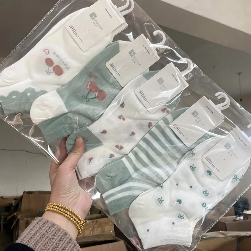 Lovely Style Cotton Ankle Socks Summer Breathable Thin Cute Pattern Women Socks For Girls Wholesale