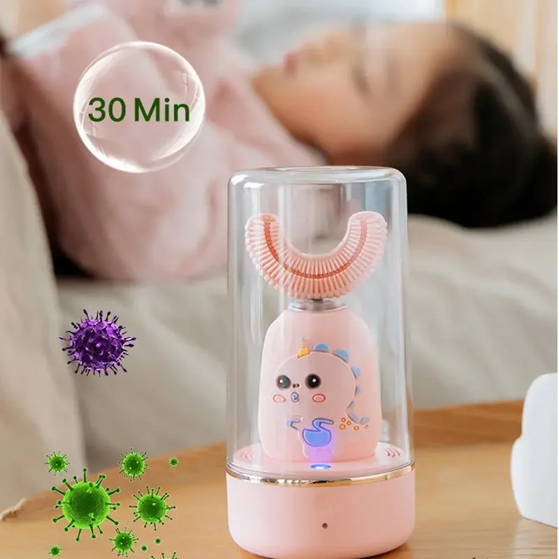 Заводская цена, портативная Персонализированная ультразвуковая зубная щетка 360 градусов, U-образная Детская электрическая зубная щетка