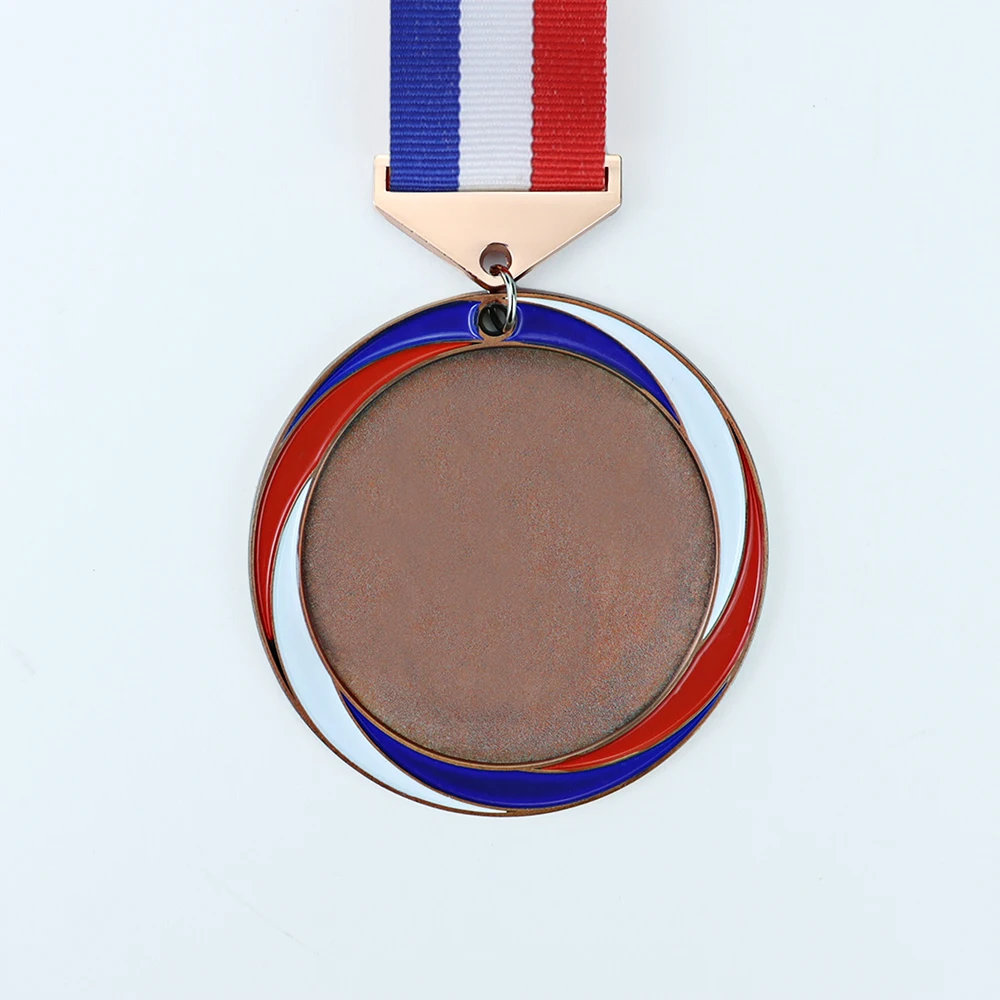 Custom Medallas Award Metal Gold Ribbon Sport Blank Trophies and Medals in color