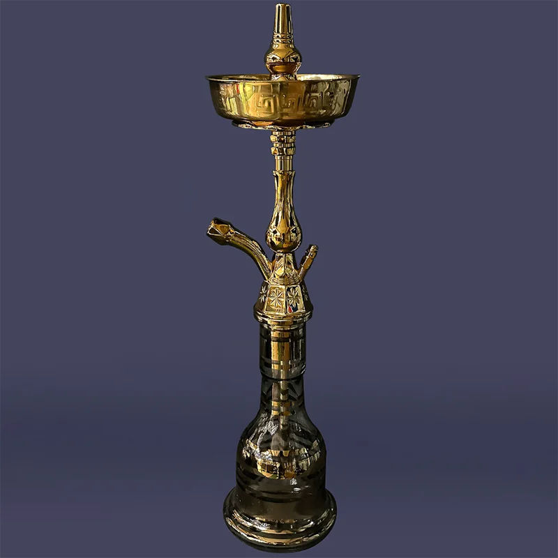 55 см золотой и Радужный цвет цинковый сплав Египетский кальян Sheesha причудливый стеклянный с подарочной коробкой