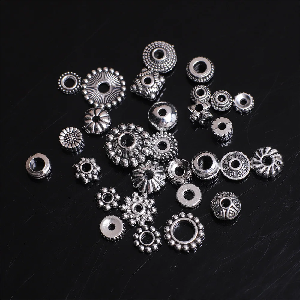 Wholesale Tibetan Silver Color Metal Flower Loose Spacer Beads for Jewelry Making DIY Crafts Findings