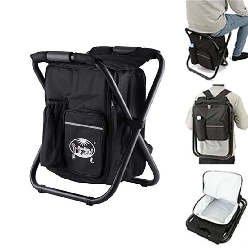Outdoor Multi-functional Beach Fishing Camping Picnic Folding Backpack Chair Cooler Bag Hiking Backpack Foldable Picnic Chair