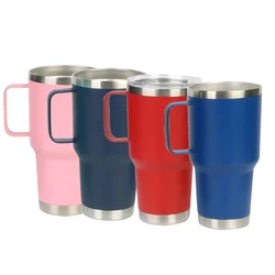 Custom Logo Outdoor 30oz 40oz Double Walled Travel Mugs with handle Stainless Steel Vacuum Insulated Travel Tumbler with Handle