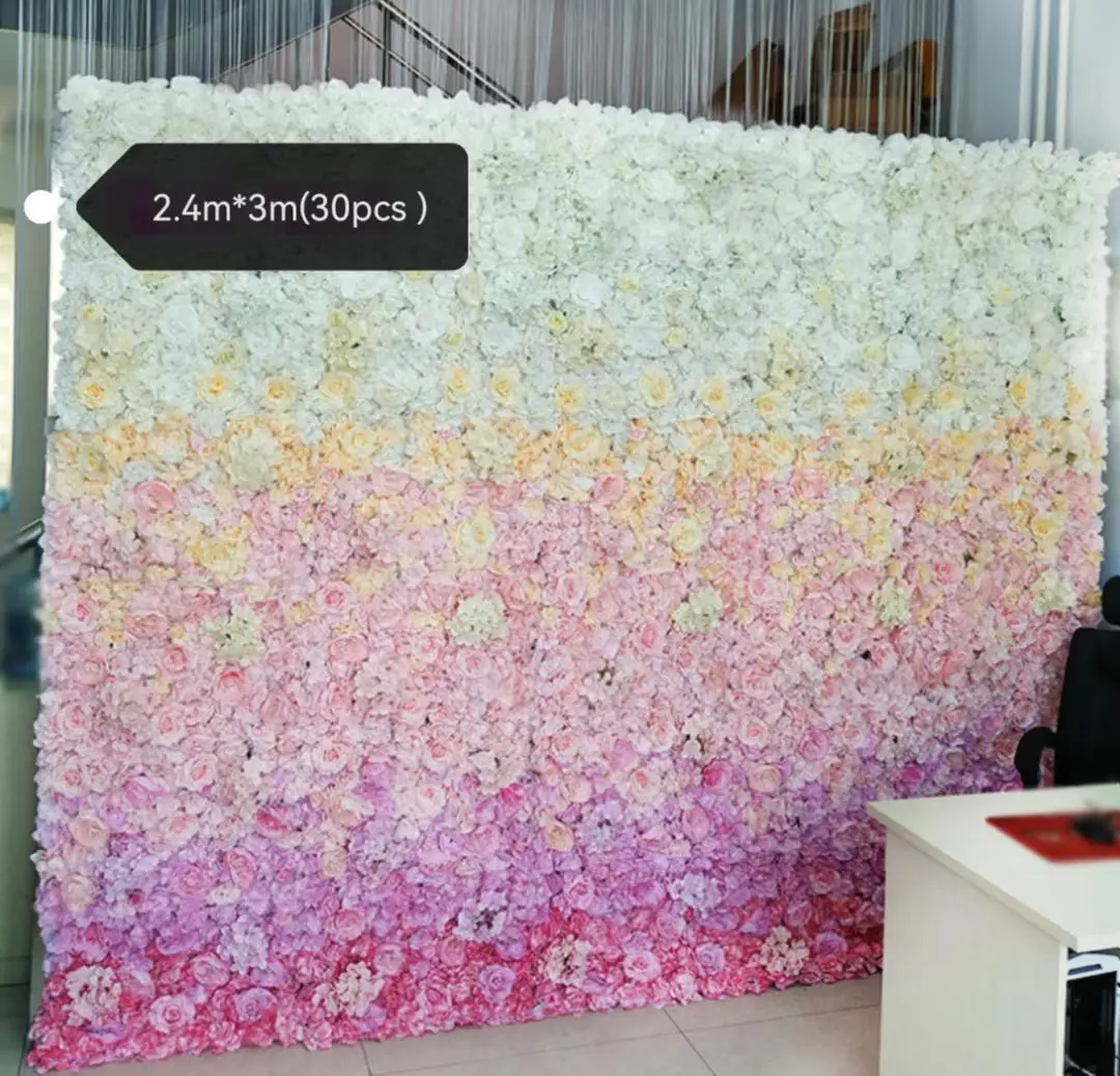 Wedding Decorative Backdrop Panels Artificial peony flower wall gradient ramp flower wall for home wedding shopwindow decoration