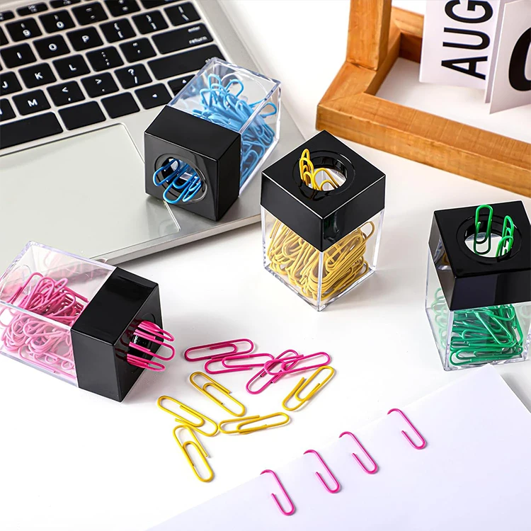 Foska Removable and Easy Refilling Sturdy ABS Magnetic Paper Clip Holder Magnetic Paper Clip Dispenser Holder for Desk