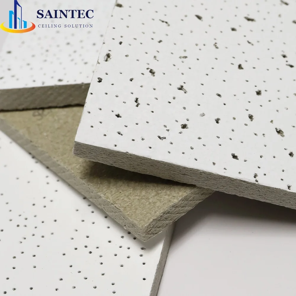 Acoustic mineral fibre wood covering soundproof ceiling tile