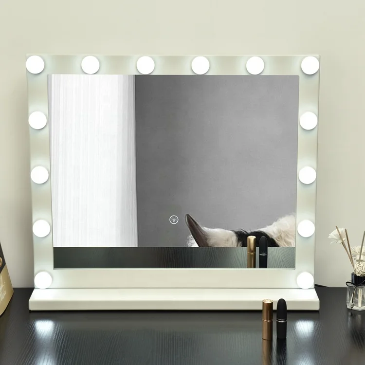 Custom logo Portable Lighted Table Smart Vanity Led Lights Hollywood Makeup Mirror With Light