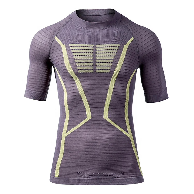 Custom Logo Work Out T-shirt 90% Polyester 10% Spandex Sports Compression Yoga Wear Set Breathable Athletic Gym T Shirt for Men