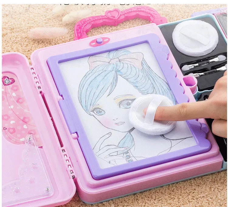 New girls makeup kit doodle magic drawing book set diy paint toys