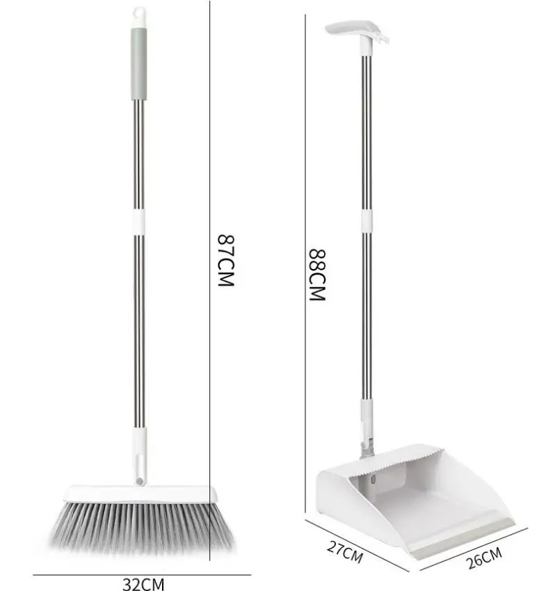 Folding Standing Broom and Dustpan Set Combined Household Soft Brush Sweeping Angle Rotary Broom