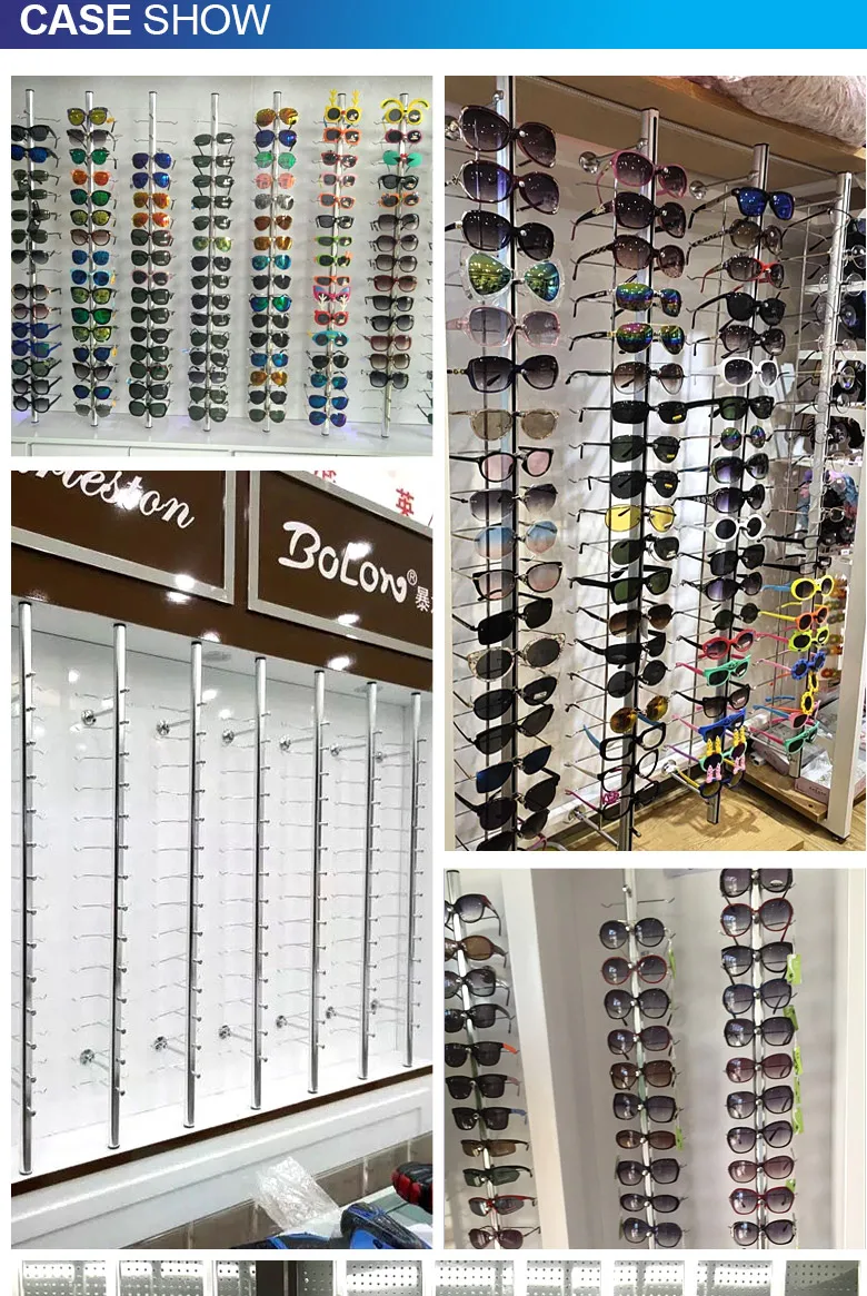 Glasses Display Rack with Lock Floor-standing Sunglasses Aluminum Spectacle Rods
