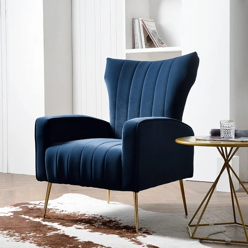 Wholesale Comfort Customized Blue Velvet Furniture Leisure Chair royal antique Armchair For Living Room