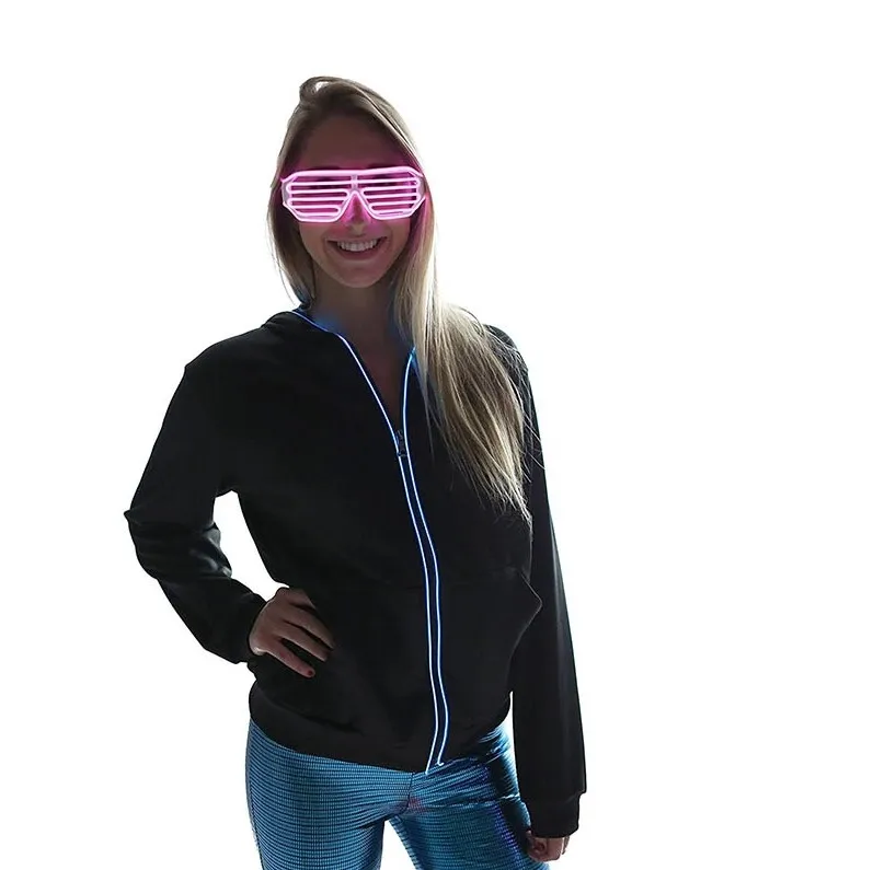 Led Light Up El Wire Hoodie Led Jacket for Adult and Kids Any Size 10 Colors Available EL Hoodies