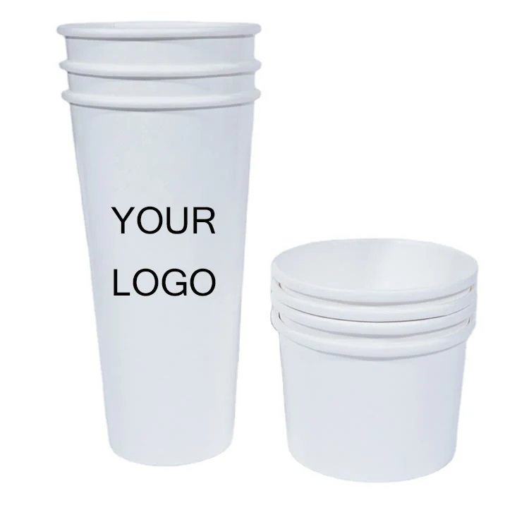 Custom High Quality Disposable  Printed Paper Dessert Cups Bowl 8/16 Oz Paper Cup For Ice Cream Beverages