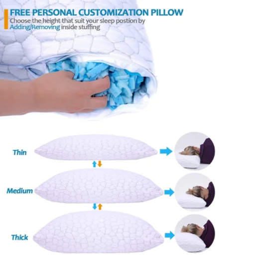 Best Healthy Neck Care Cooling Gel Bamboo Pillows Shredded Memory Foam Bed Pillows With Bamboo Cover