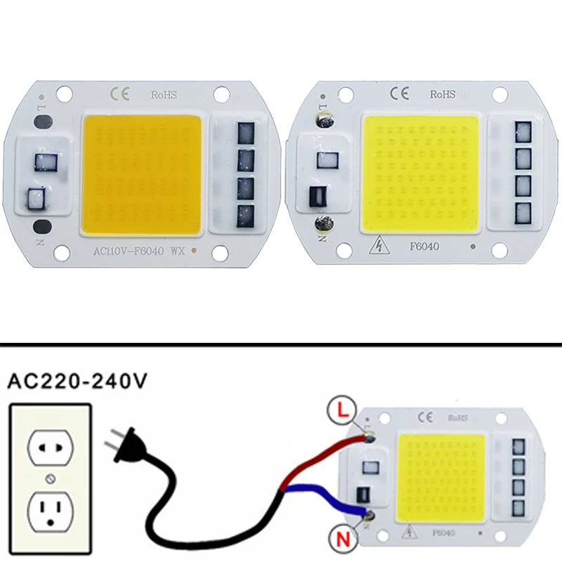 Wholesale full spectrum led ac 220v high power led cob chip 20w 30w 50w driverless led cob chip for grow light floodlight
