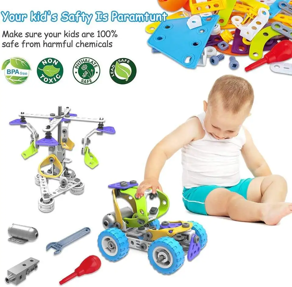 Hot sale stem toys 109pcs 5 in 1 educational construction engineering self-assembling building blocks toys set for kids