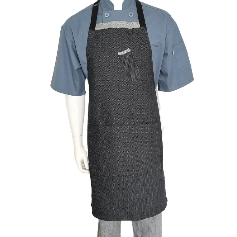 
Best quality cooking apron for promotion Unisex yarn dyed herringbone apron 
