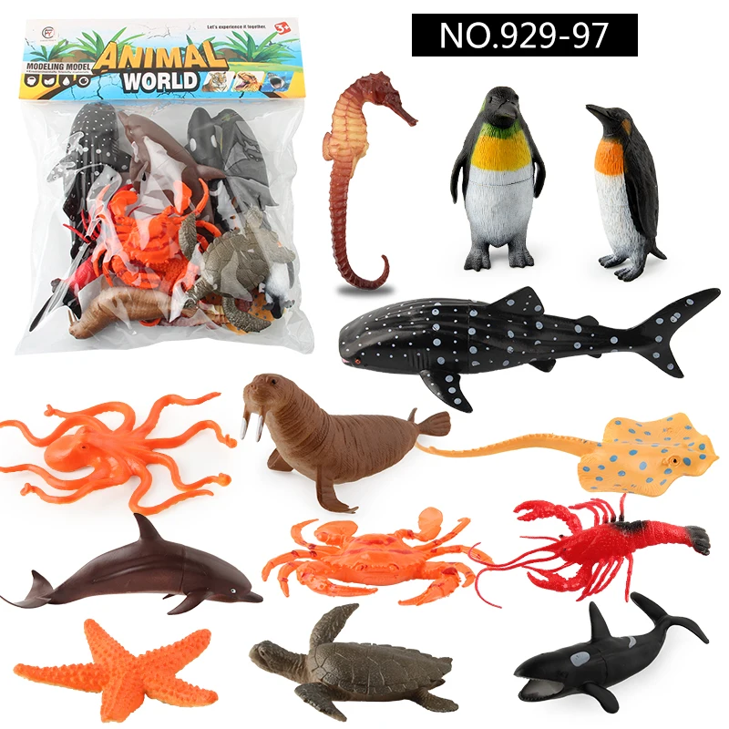 Small Soft Children Plastic Marine Realistic Mini PVC Sea Animals World Figurines 4D Models Set Toys Educational For Kids