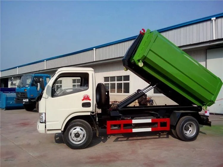  Dongfeng 5 куб. М крюк подъемный рулон мусоровоз со съемным контейнером для