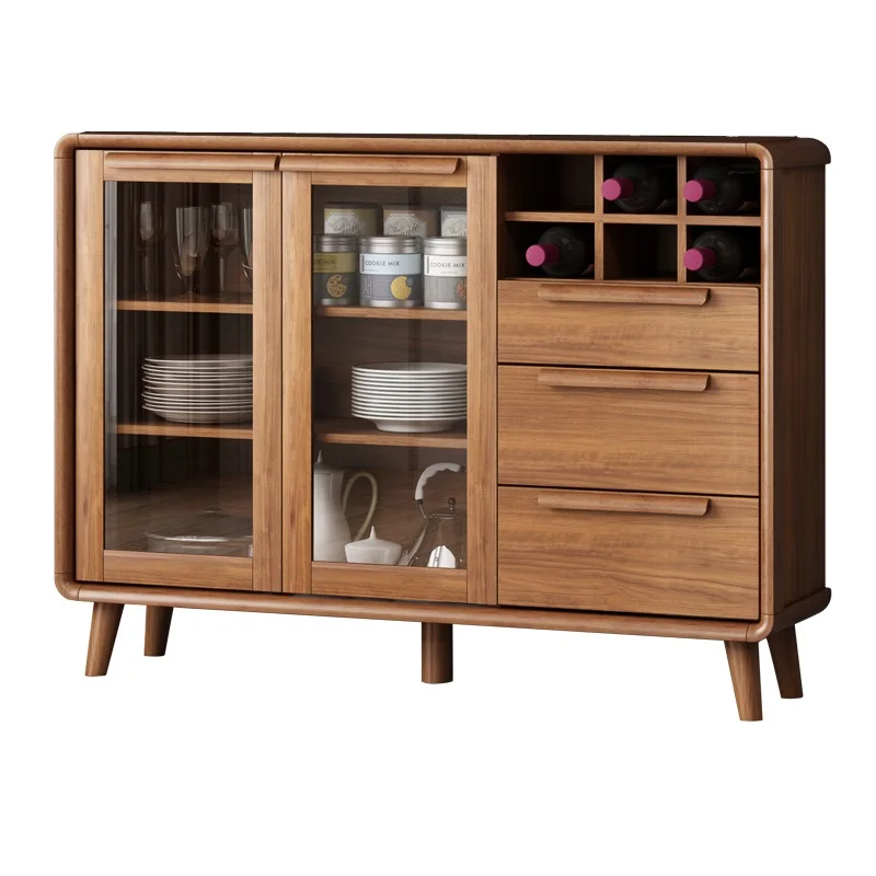 
Dinning Room Buffet Cabinet Sideboard With Open Shelf Wine Rack Console Sideboard for home 