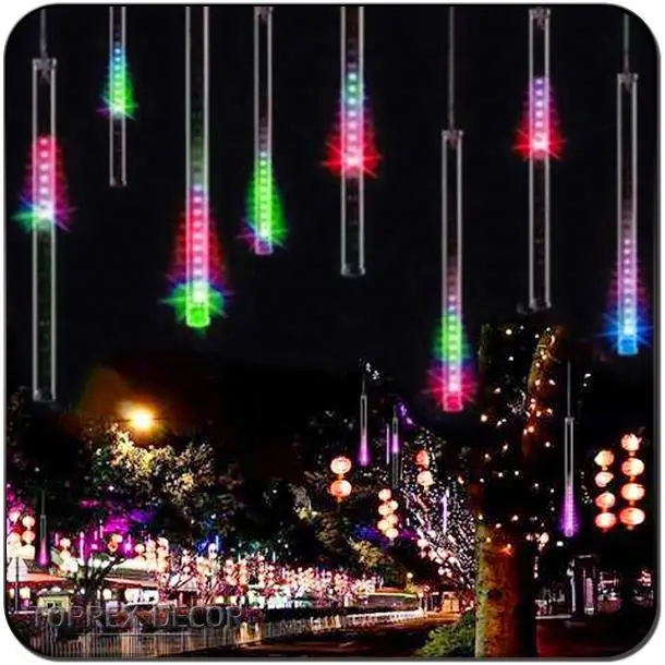 Outdoor christmas decorations led meteor shower rain drop tube lights