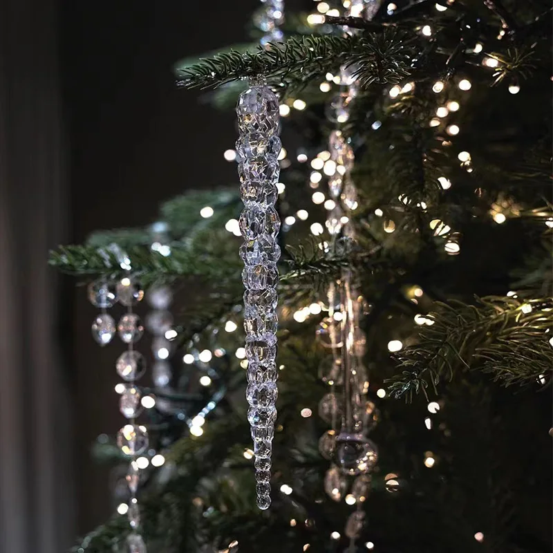 Creative Transparent Icicle Pendant for Christmas New Christmas Tree Decoration Threaded Pendant Tree Crystal Hanging Decoration