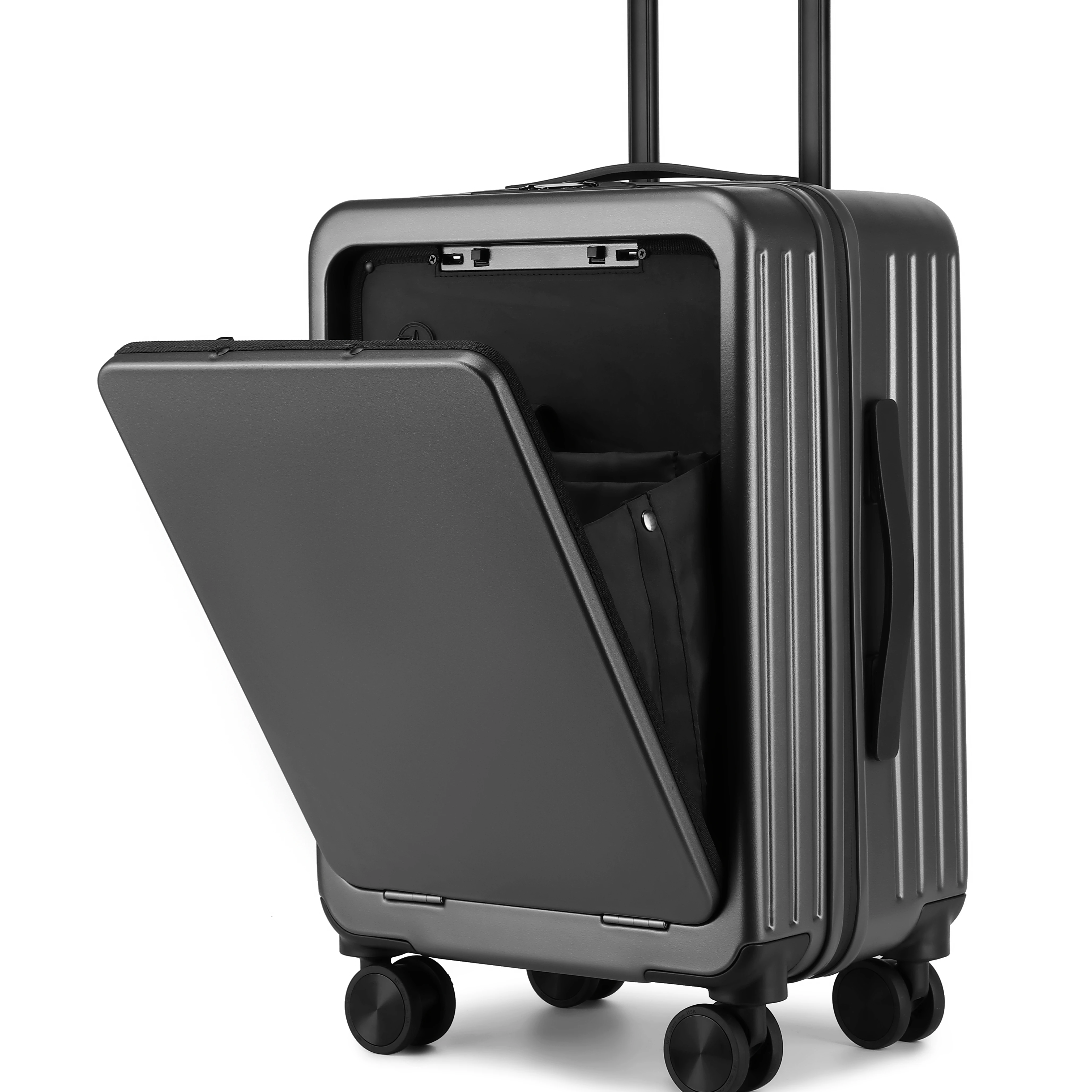 Lightweight Multi-Functional Luggage Front Open Universal Wheels Spinner Caster Unisex PC Travel Bags Suitcase Sets