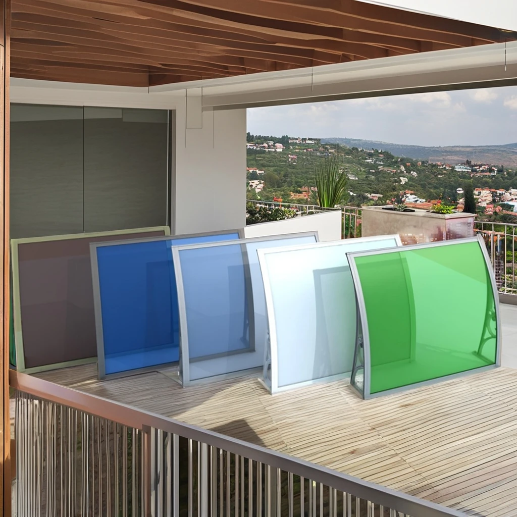 All-Season Impact-Resistant Polycarbonate Canopy Frame White Plastic Outdoor Awning Window Terrace Manual Operation for Pavilion