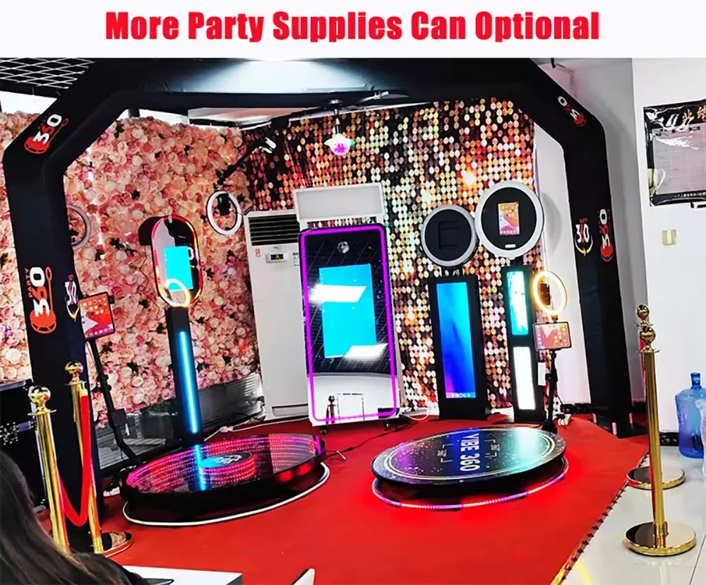 OEM 80cm 100cm metal top automatic 360 degree spinner rotating video camera photo booth in stock for party and celebrate used
