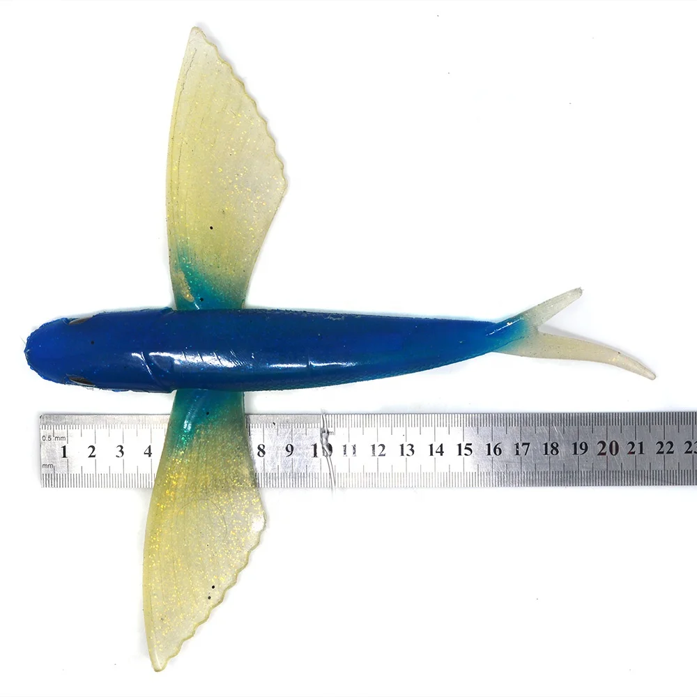 Kmucutie Seawater Fishing Soft Wings Bait Hook Flying Fish Lure 22cm Boat Trolling Tuna Mackerel Baits Trolling Lures