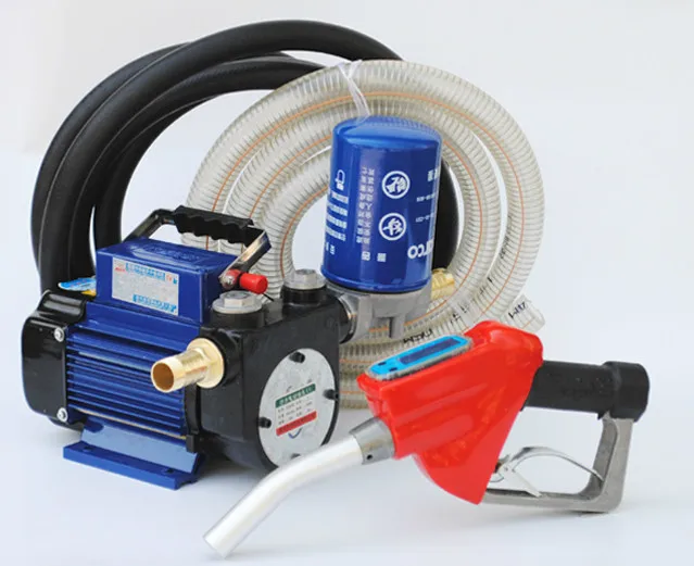 electric portable Fuel Transfer Pump Diesel Kerosene Oil dispenser pump kits battery DC 12V 24V AC 220V with nozzle flowmeter