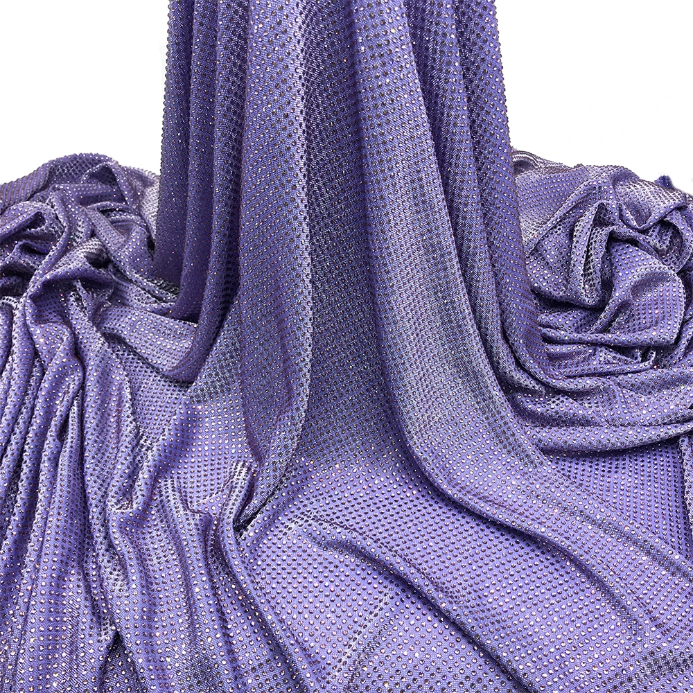 F013 полиэстер спандекс горный хрусталь люрекс трикотажные с пряжей Хрустальная ткань для вечернего платья