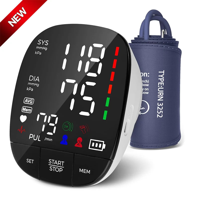 Full Black Panel LED Large Screen Upper Arm Blood Pressure Monitor Automatic Electronic BPM