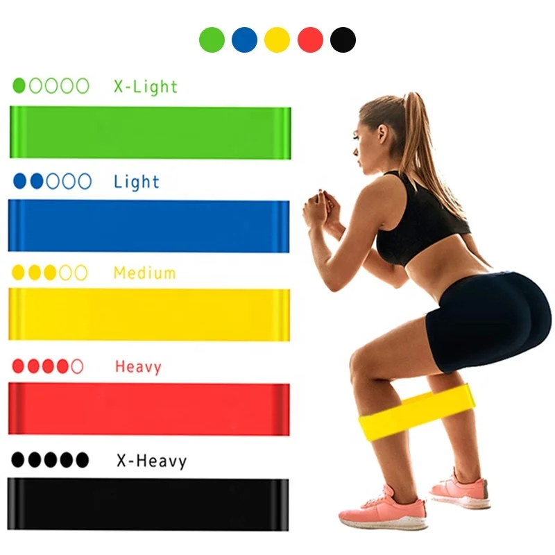 TPE Latex Long Exercise Resistance Elastic Band Customizable Logo Set for Fitness Home Workout Body Building Booty Stretch