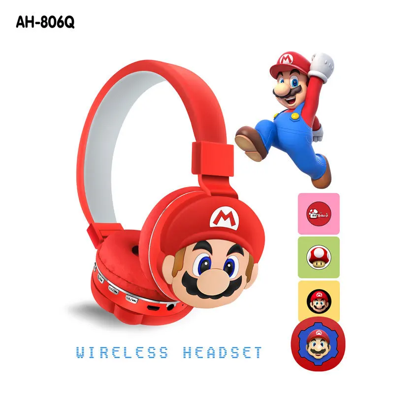 2022 Mario AH806Q wireless headset kids headphone cute cartoon earphones BT earphone headphones for Kids