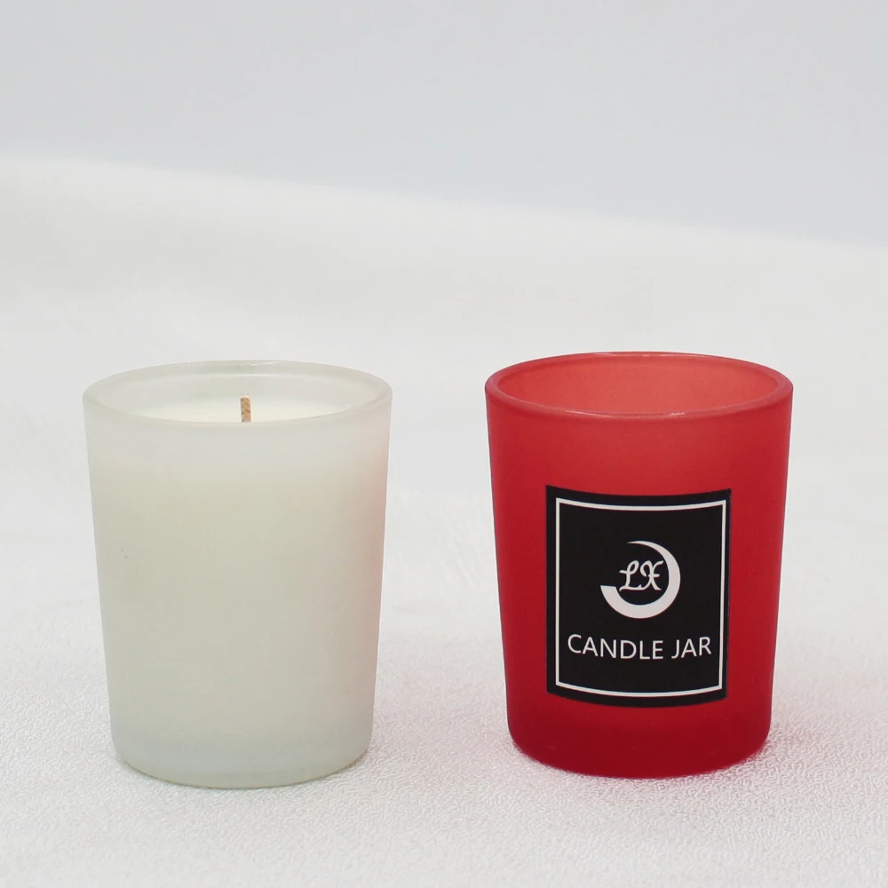 LANGXU frosted red white cylinder candle scented aromatherapy light up candle jars luxury candle jar to customize sublimation
