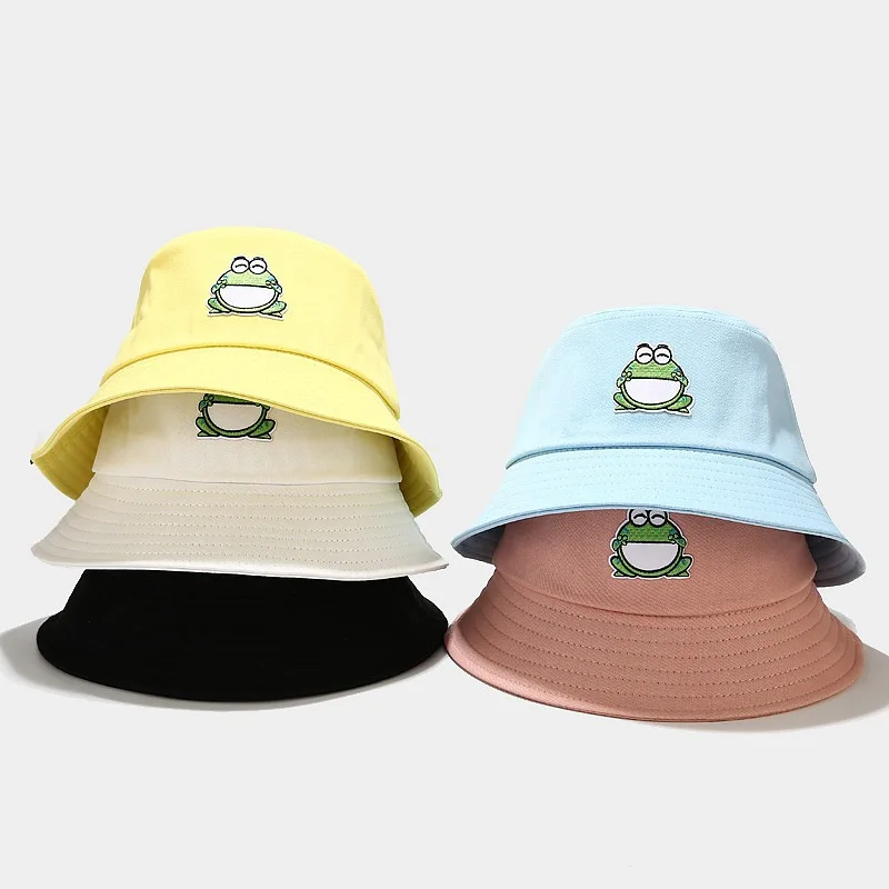 Newly Korean style Cartoon Frog Fisherman Hat Summer Outdoor Sun Protection Basin Hat Bucket Hat