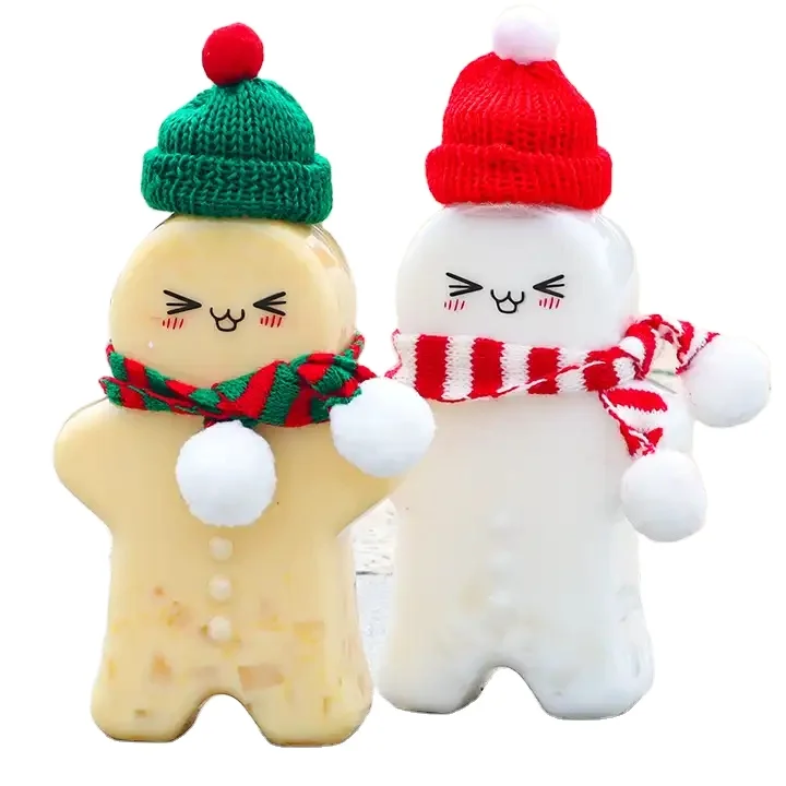 Custom pet 500ml juice bottle Christmas tree candy plastic bottle Christmas special plastic bottle manufacturer